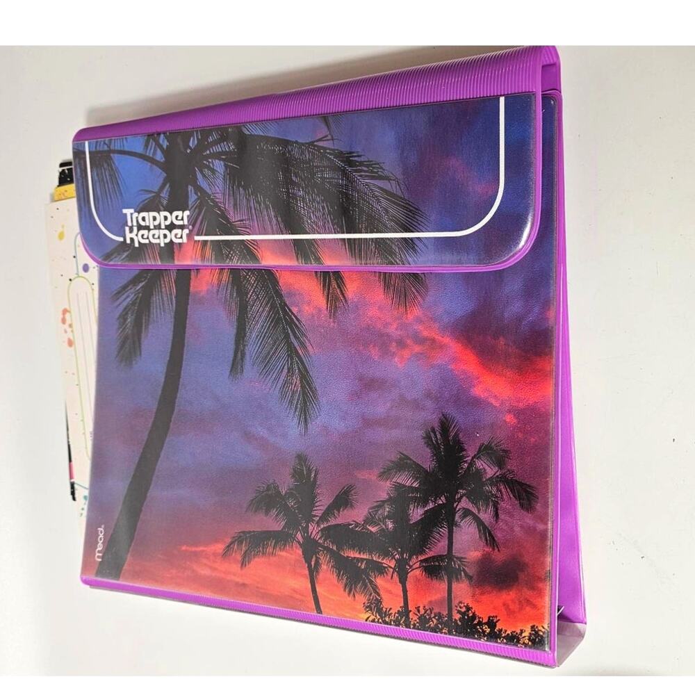 2022–2024 Mead Trapper Keeper Binder with 6 Folders – Retro 80s Style Palms